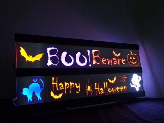 Halloween Themed Double Row 4" x 24" / 4" x 24" Slide-A-Sign with Backlight