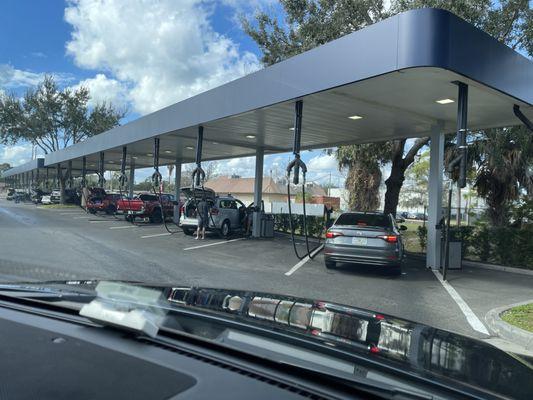 View exiting the car wash