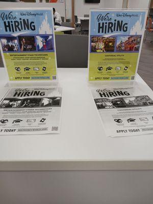 They have a row of job events or job fair with flyers.