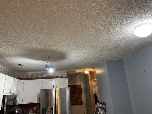 Popcorn ceiling is done and ready for paint (customer is going to be painting)