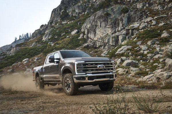 2023 Ford Super-Duty drives on dirt road and can handle any terrain