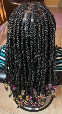 Kids braids with beads using spring twists hair