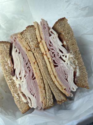 Merchants Club: Turkey, Ham, bacon, with chipotle pepper Jack cheese and mayo