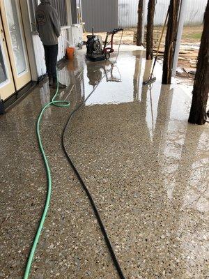 Beautiful high gloss polished concrete patio