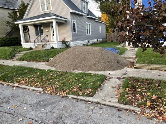 This was the delivery! Instead of on the tarp in the yard they just dumped it on the sidewalk