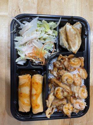 Chicken and shrimp bento