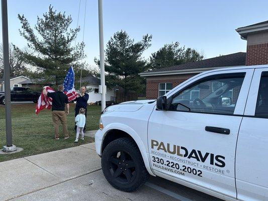 Proud to be able to give just a small token of thanks to one of the Strongsville Fire Departments with a new flag to replace a torn one