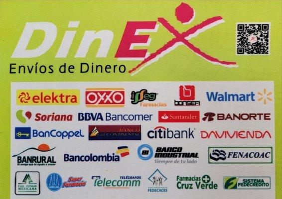 We offer Dinex money-tranfers..