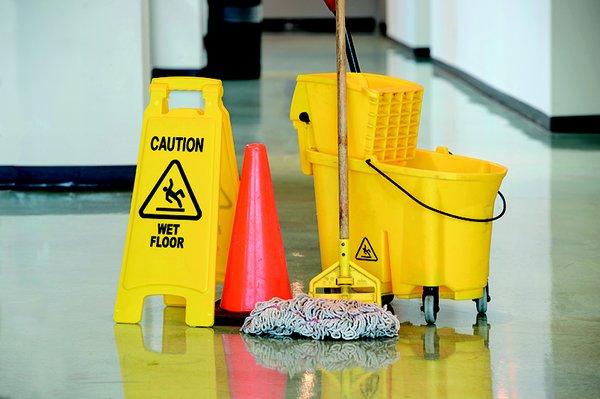 Mop and Wet Floor Sign