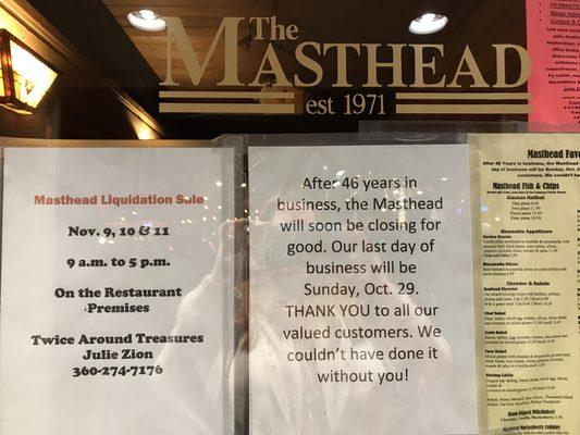 The Masthead is closing for good. Last day is October 29, 2017.