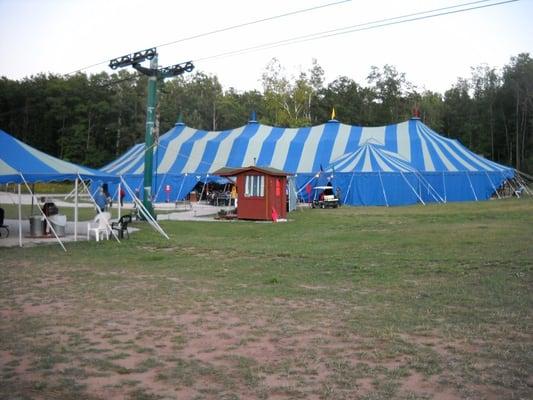 Outside the tent