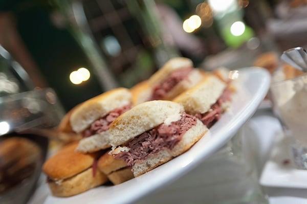 Roast Beef sliders catered at wedding reception