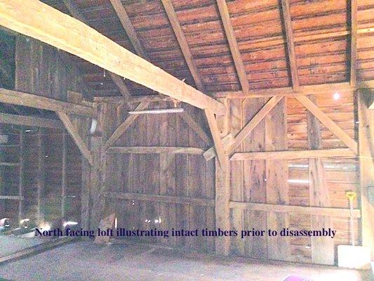 Interior photo of barn before disassembly