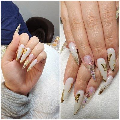 Gel X long + designs by Maggie and Lucy