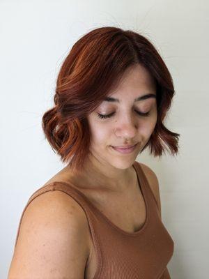 All over color with balayage highlights and style.