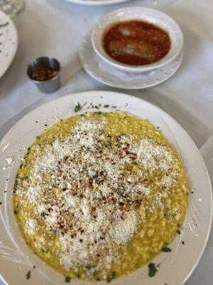 Risotto Milanese and side of sausage