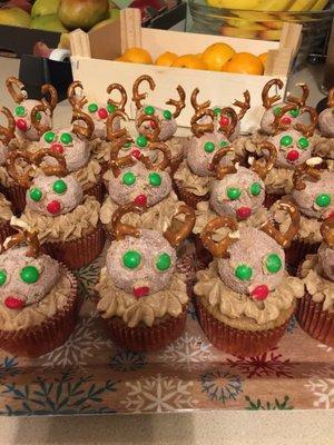 Reindeer cupcakes. Ingredients purchased at Shaw's.