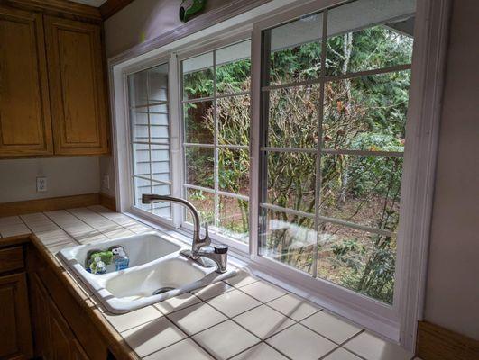 Kitchen Splash and window molding painted