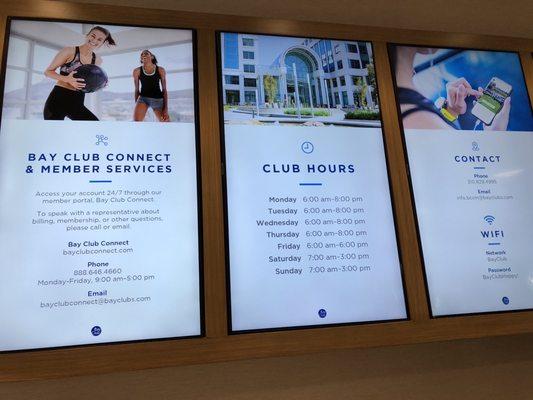 These screens keep clients up to date on gym happenings.