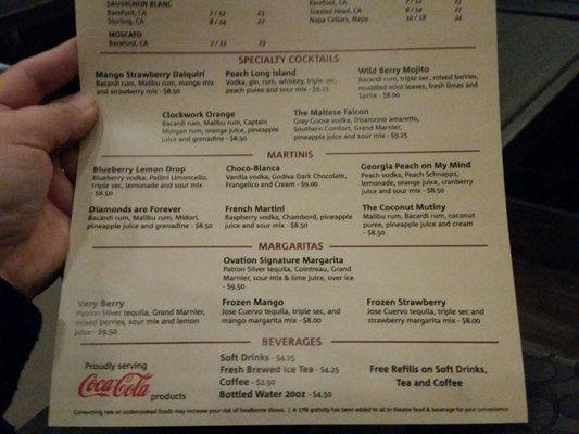 Drinks Menu