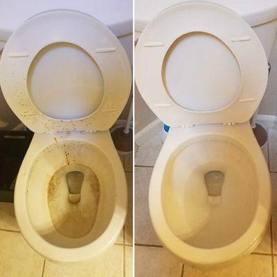 Before and After a toilet bowl clean