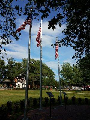 War memorial by the playground.