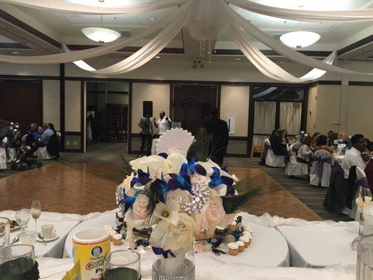 Delta Breeze Club wedding reception (utilized 3 of 4 ballrooms). Decorations by E&T Decorations.