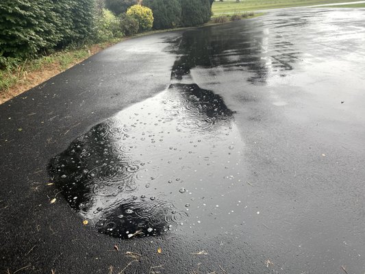 Water pooling after the rainfall