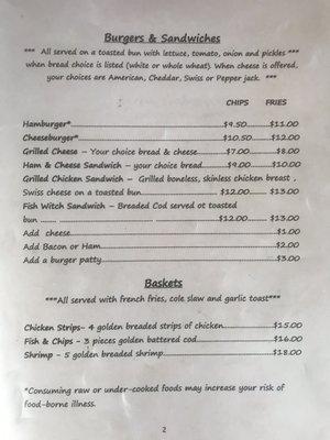 Updated Menu Prices