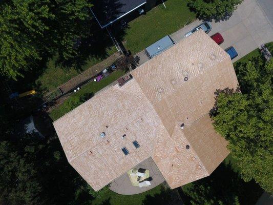 This is a birds eye view of a house that we did.  This program also allows us to get the measurements just in case it to steep