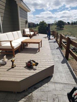 New deck and Stamped concrete.