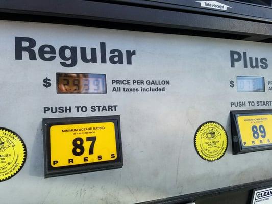 87 @ $2.93 a gallon