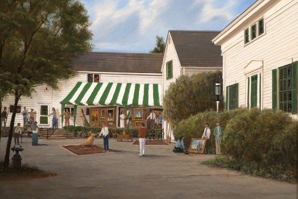 A view of Eldred's auction house painted by Cape Cod artist William R. Davis.