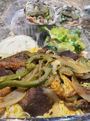 Mixed grill, plus a falafel and great soup! My wife and I shared