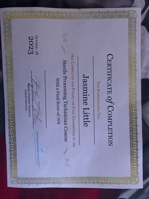 Certificate of completion