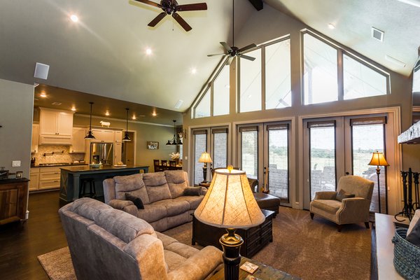 Living room flows right over to kitchen