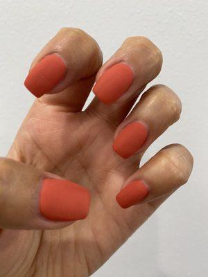 Dipping powder in the color "Day by Day" with matte top coat by Nancy