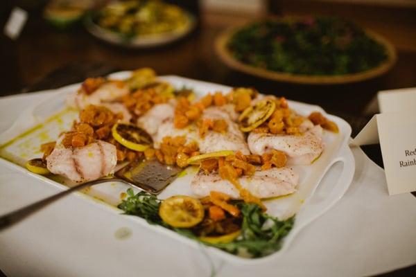 Red snapper with rainbow carrot confit