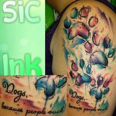 Watercolor paw prints by Stu