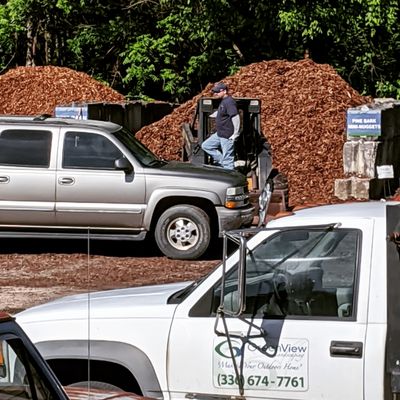 Here we are, preparing to load another customer while the delivery truck waits it's turn to get loaded as well