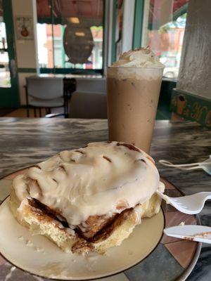 Cinnamon Roll and Iced Mocha