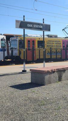 Signage with a train in the station  06-30-2023