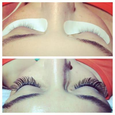 before and after Eyelash Extensions