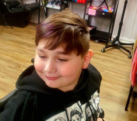 Put some pops of purple into little man's hair!