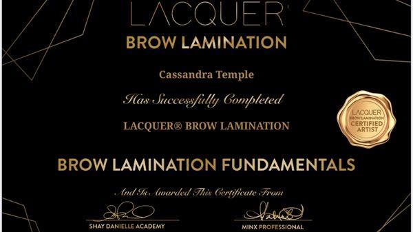 Brow Lamination course is complete $25 off my first 8 clients make your appointment today!