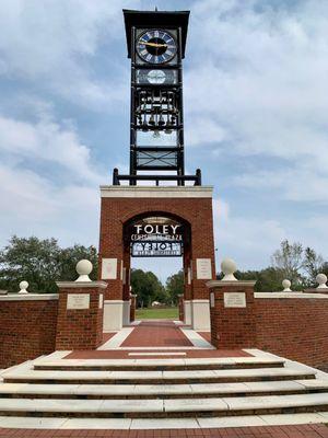 The steps and front entranceway to Centennial Plaza - Foley Park.