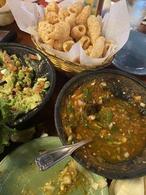 Fresh chicharrones! With fresh chunky avocado and fresh molcajetero salsa!