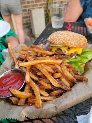 Burger and fries