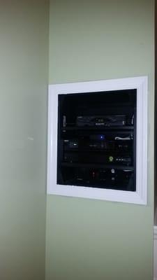 This is a picture of an audio rack we recessed into the side of a fireplace.