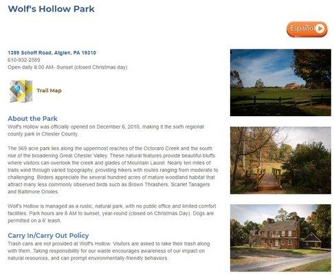 Wolf's Hollow Park -- from their website